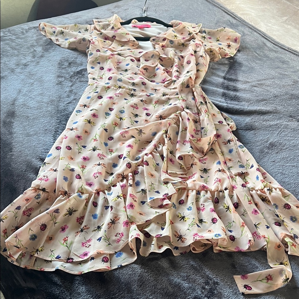 Betsey Johnson Pink Floral Ruffle Mini Dress - Picture 8 of 12